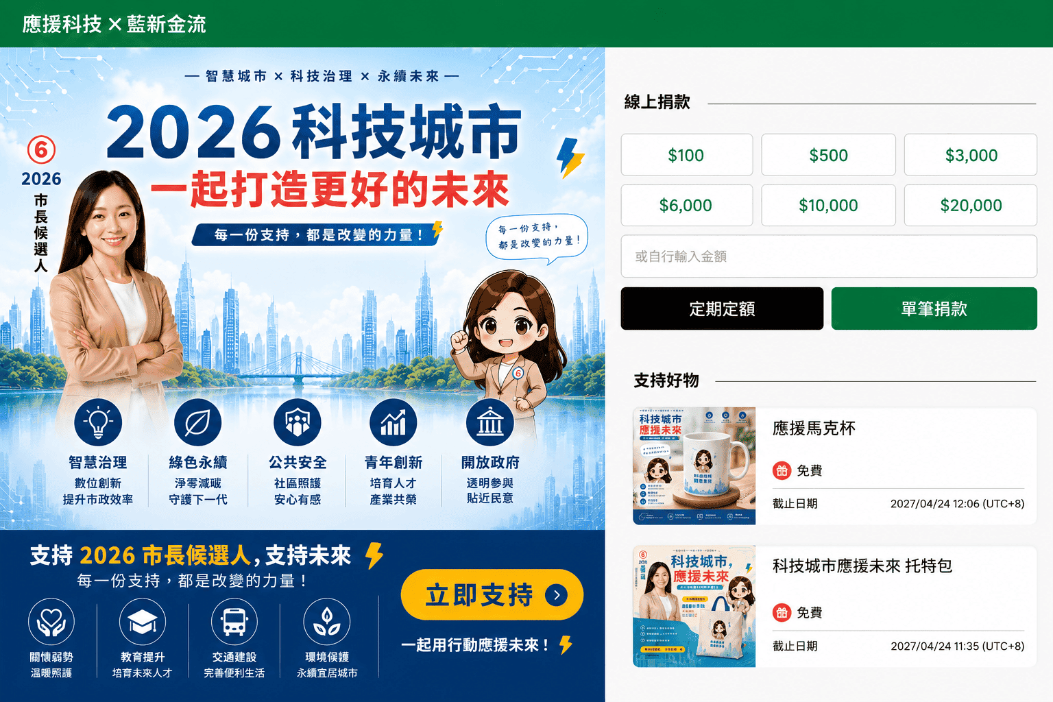 藍新集團攜手應援科技 打造「2026選戰募款神器」 - 藍新金流, 2026候選人募資領航方案, 線上捐款, 街頭掃碼, 造勢現場收款, 2026九合一大選 - 敗家達人推薦