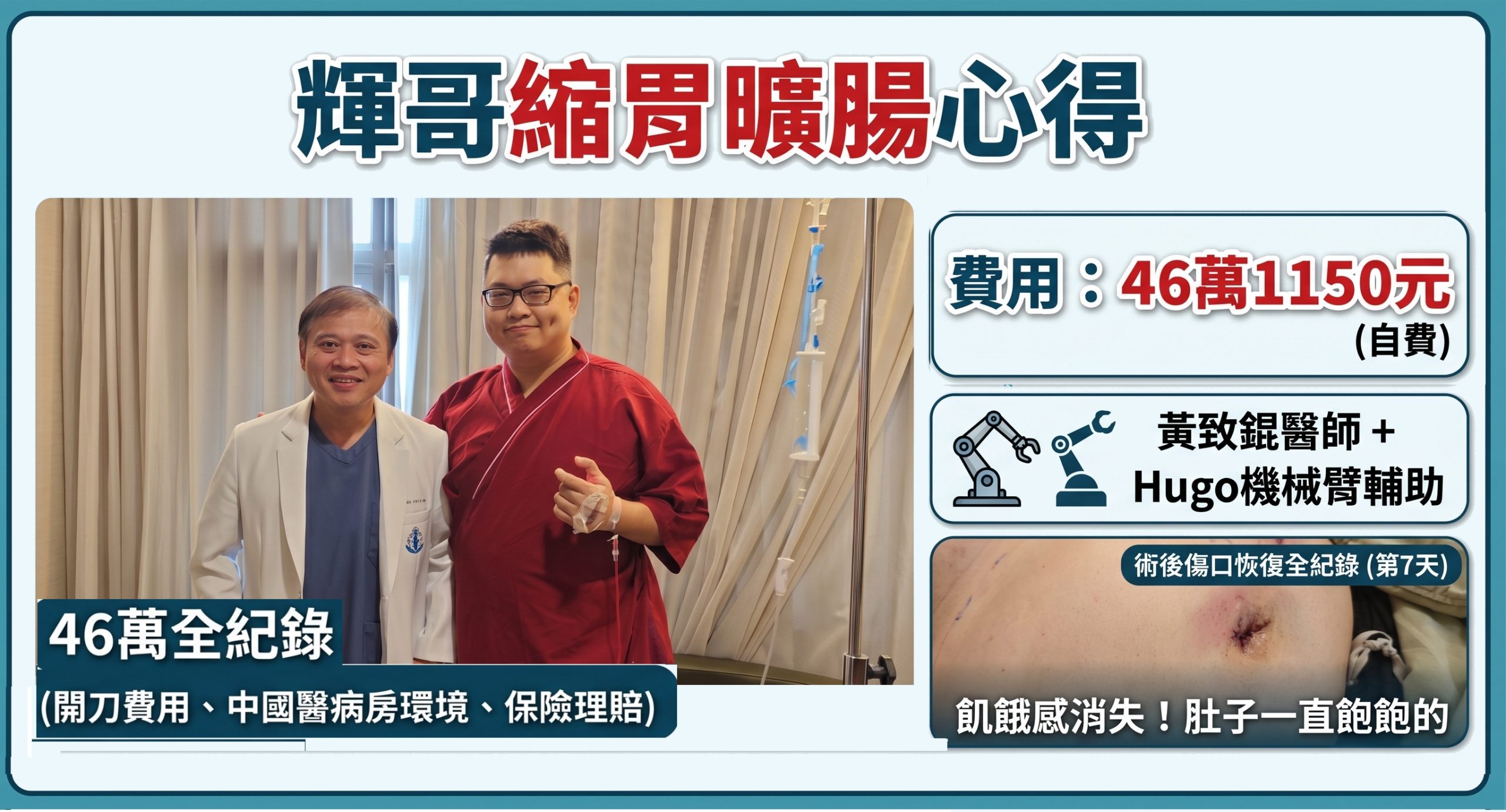 【輝哥縮胃曠腸心得】46萬縮胃手術經驗分享(開刀費用、中國醫病房環境、保險理賠) - 縮胃曠腸, 縮胃手術, 輝哥縮胃 - 敗家達人推薦
